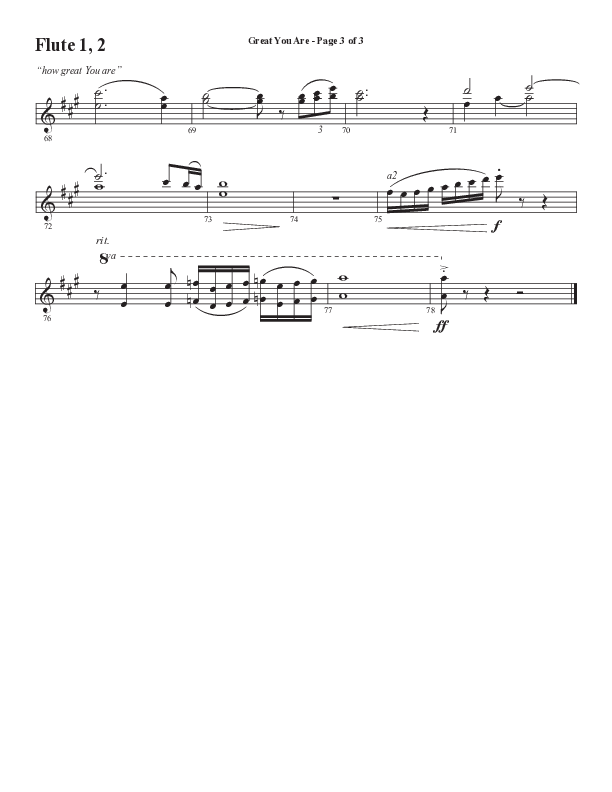 Great You Are (Choral Anthem SATB) Flute 1/2 (Semsen Music / Arr. Debora Cahoon)