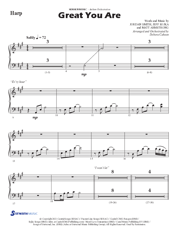 Great You Are (Choral Anthem SATB) Harp (Semsen Music / Arr. Debora Cahoon)