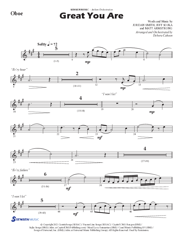 Great You Are (Choral Anthem SATB) Oboe Sheet Music PDF (Semsen Music