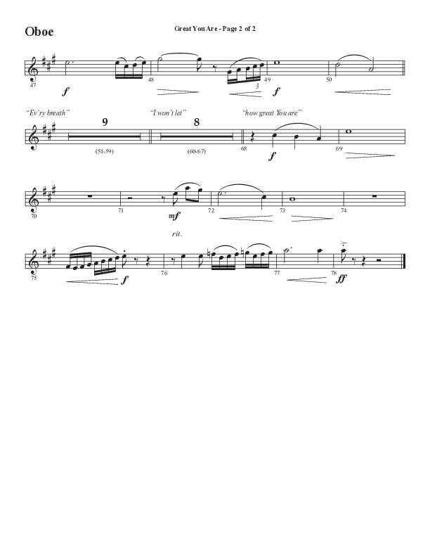 Great You Are (Choral Anthem SATB) Oboe (Semsen Music / Arr. Debora Cahoon)