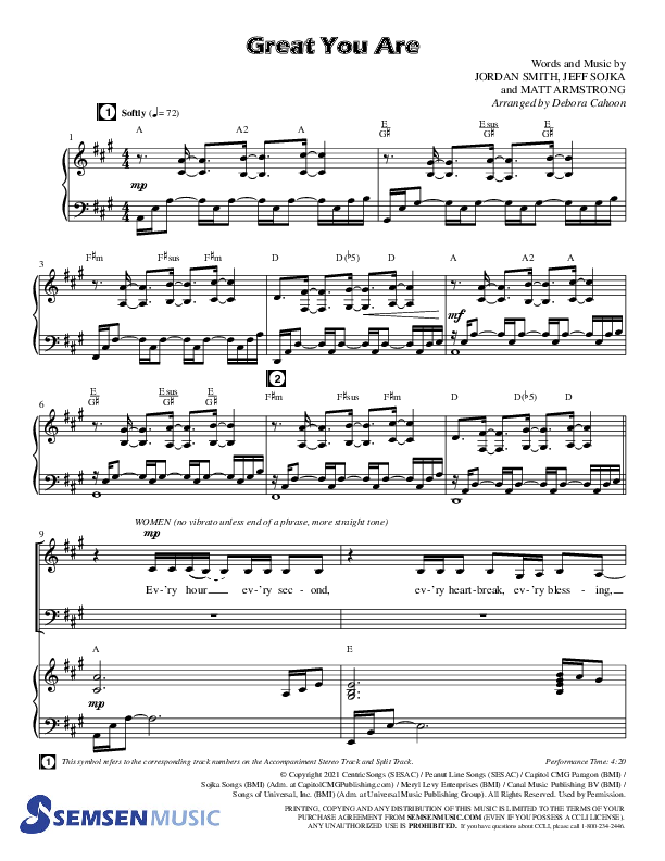 Great You Are (Choral Anthem SATB) Anthem (SATB/Piano) (Semsen Music / Arr. Debora Cahoon)