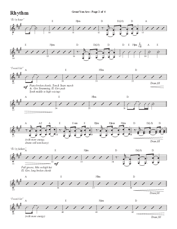 Great You Are (Choral Anthem SATB) Rhythm Chart (Semsen Music / Arr. Debora Cahoon)