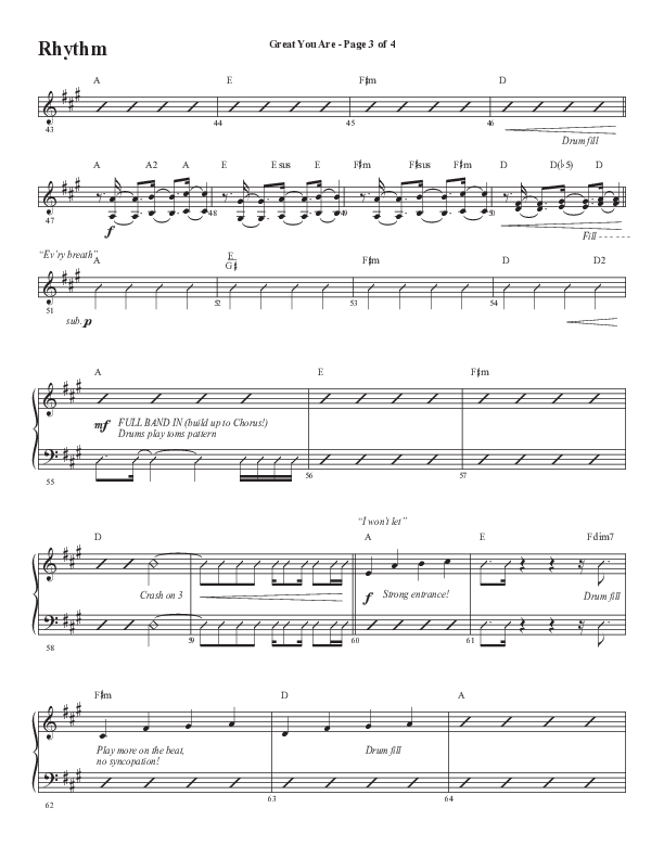 Great You Are (Choral Anthem SATB) Rhythm Chart (Semsen Music / Arr. Debora Cahoon)