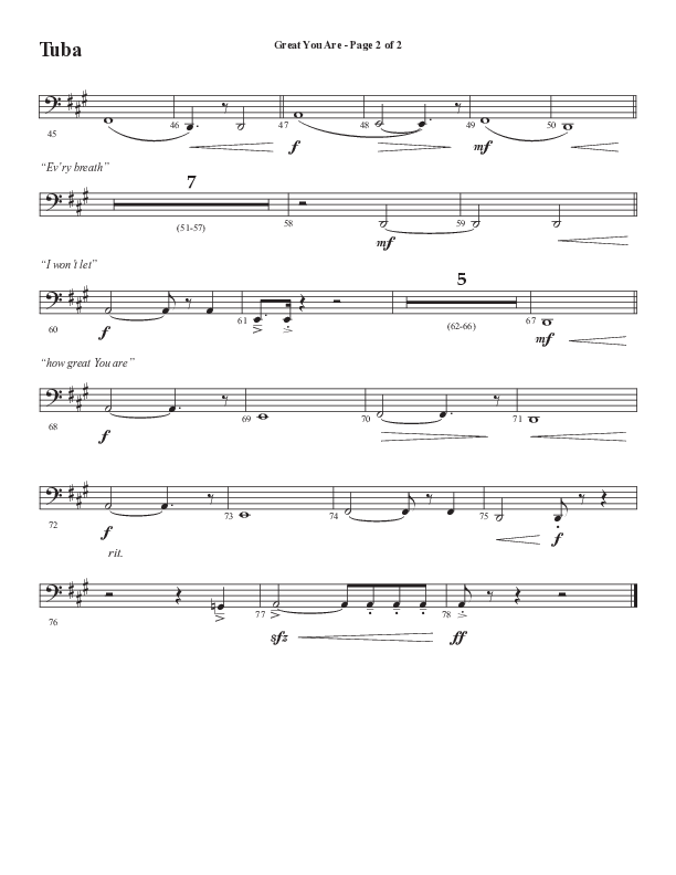Great You Are (Choral Anthem SATB) Tuba (Semsen Music / Arr. Debora Cahoon)
