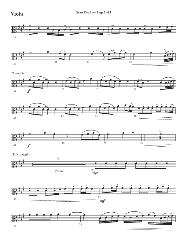 Great You Are (Choral Anthem SATB) Viola (Semsen Music / Arr. Debora Cahoon)