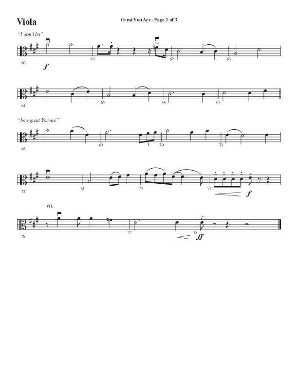 Great You Are (Choral Anthem SATB) Viola (Semsen Music / Arr. Debora Cahoon)