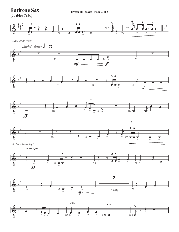 Hymn Of Heaven with Holy Holy Holy (Choral Anthem SATB) Bari Sax (Semsen Music / Arr. John Bolin)