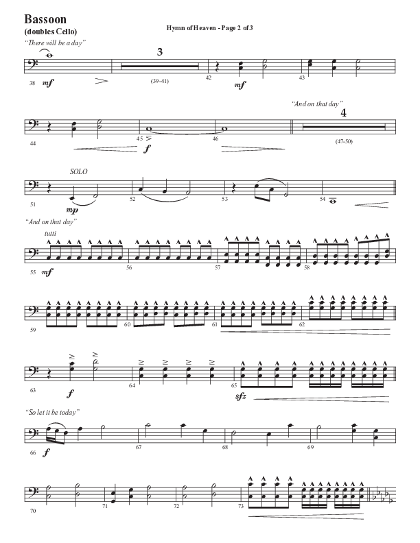 Hymn Of Heaven with Holy Holy Holy (Choral Anthem SATB) Bassoon (Semsen Music / Arr. John Bolin)