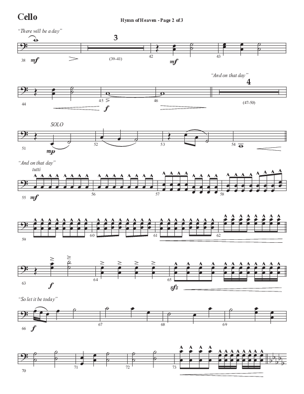 Hymn Of Heaven with Holy Holy Holy (Choral Anthem SATB) Cello (Semsen Music / Arr. John Bolin)
