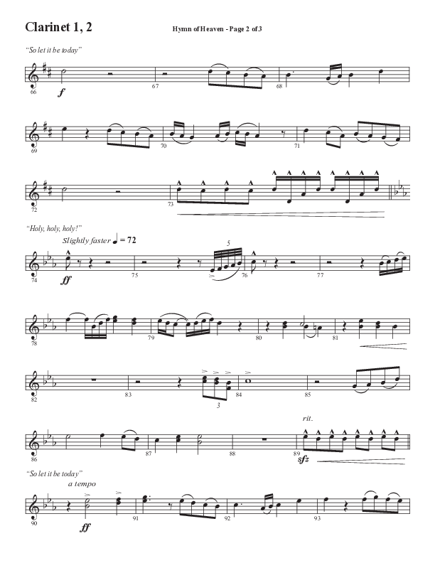 Hymn Of Heaven with Holy Holy Holy (Choral Anthem SATB) Clarinet 1/2 (Semsen Music / Arr. John Bolin)