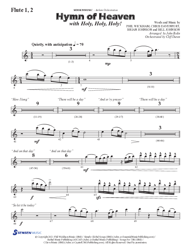 Hymn Of Heaven with Holy Holy Holy (Choral Anthem SATB) Flute 1/2 (Semsen Music / Arr. John Bolin)