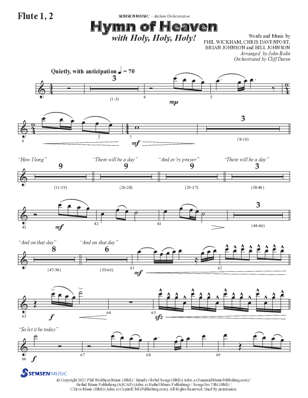 Hymn Of Heaven with Holy Holy Holy (Choral Anthem SATB) Flute 1/2 (Semsen Music / Arr. John Bolin)