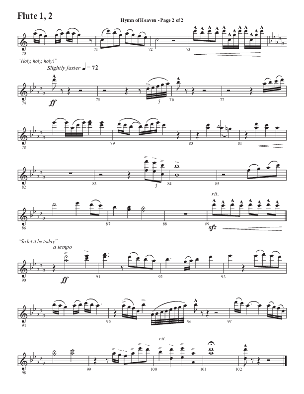 Hymn Of Heaven with Holy Holy Holy (Choral Anthem SATB) Flute 1/2 (Semsen Music / Arr. John Bolin)