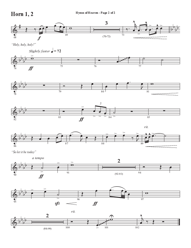 Hymn Of Heaven with Holy Holy Holy (Choral Anthem SATB) French Horn 1/2 (Semsen Music / Arr. John Bolin)