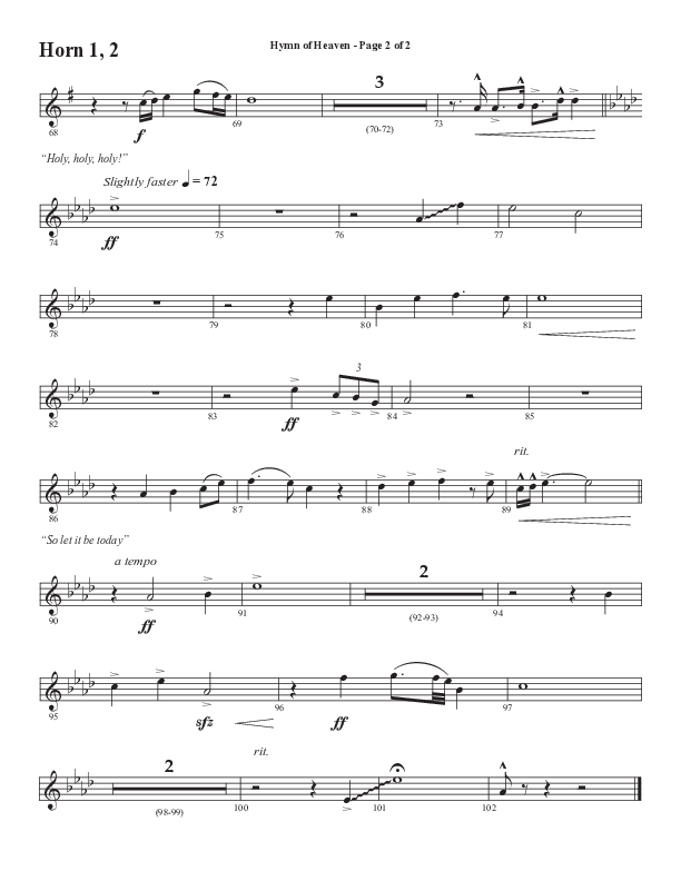 Hymn Of Heaven with Holy Holy Holy (Choral Anthem SATB) French Horn 1/2 (Semsen Music / Arr. John Bolin)