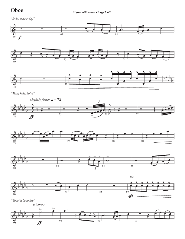 Hymn Of Heaven with Holy Holy Holy (Choral Anthem SATB) Oboe (Semsen Music / Arr. John Bolin)