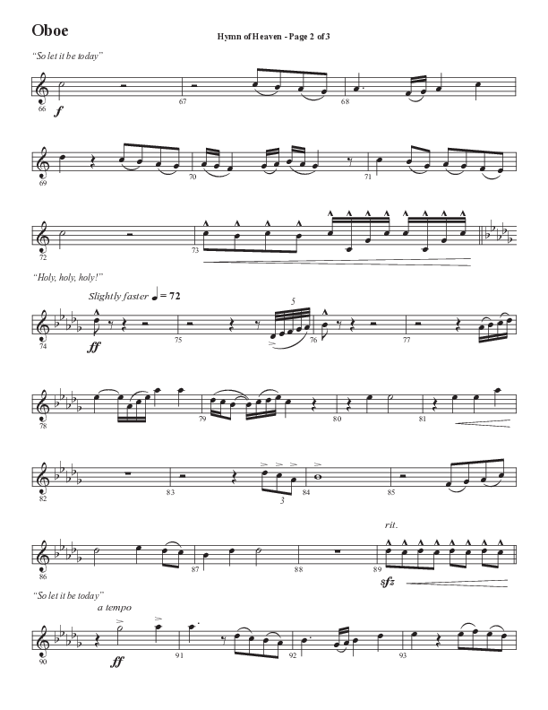 Hymn Of Heaven with Holy Holy Holy (Choral Anthem SATB) Oboe (Semsen Music / Arr. John Bolin)