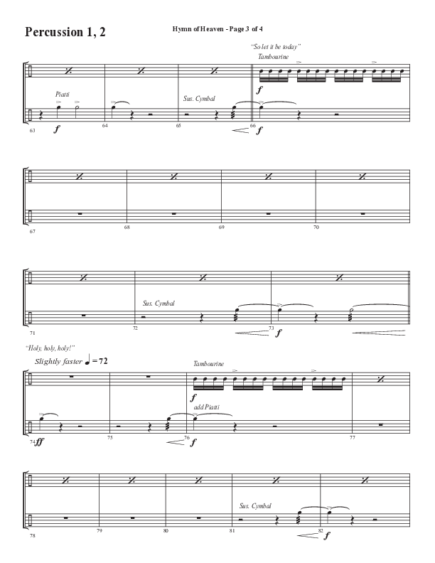 Hymn Of Heaven with Holy Holy Holy (Choral Anthem SATB) Percussion (Semsen Music / Arr. John Bolin)