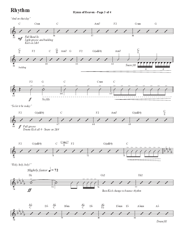 Hymn Of Heaven with Holy Holy Holy (Choral Anthem SATB) Rhythm Chart (Semsen Music / Arr. John Bolin)
