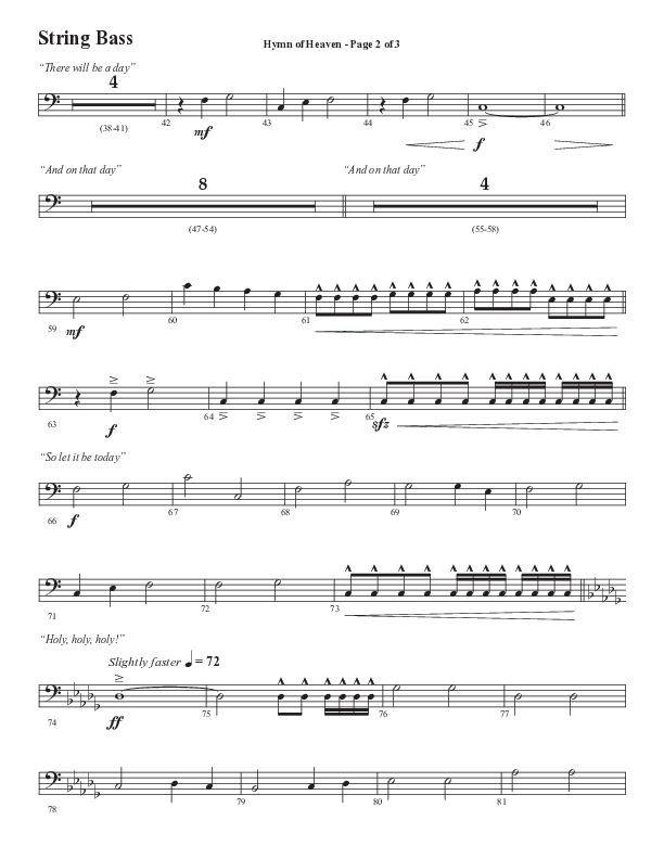 Hymn Of Heaven with Holy Holy Holy (Choral Anthem SATB) String Bass (Semsen Music / Arr. John Bolin)