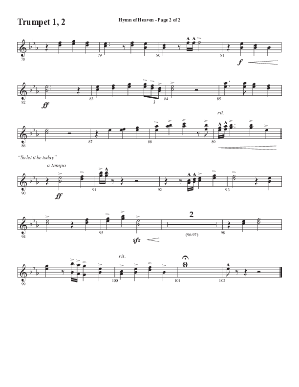 Hymn Of Heaven with Holy Holy Holy (Choral Anthem SATB) Trumpet 1,2 (Semsen Music / Arr. John Bolin)