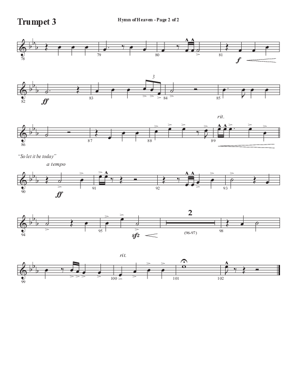 Hymn Of Heaven with Holy Holy Holy (Choral Anthem SATB) Trumpet 3 (Semsen Music / Arr. John Bolin)
