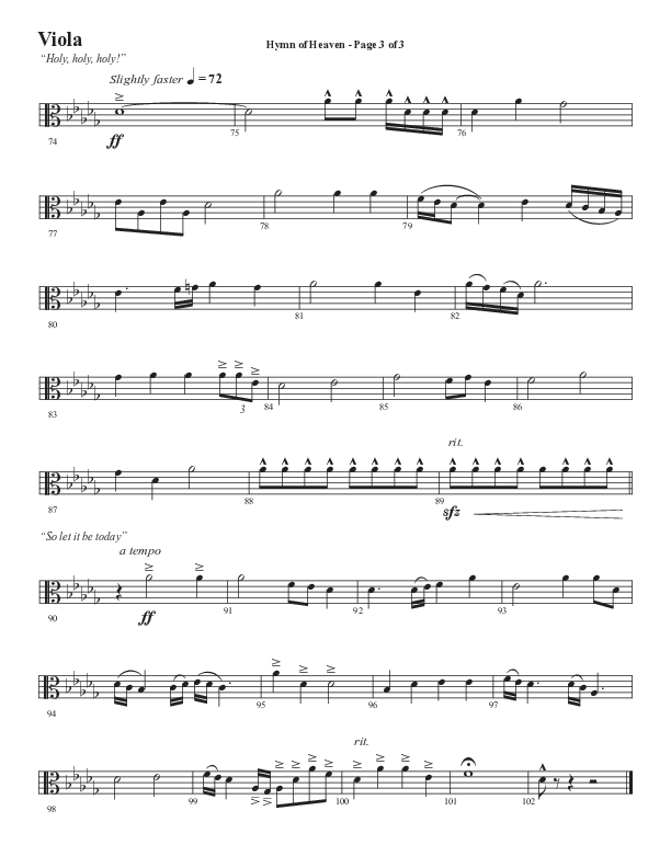 Hymn Of Heaven with Holy Holy Holy (Choral Anthem SATB) Viola (Semsen Music / Arr. John Bolin)