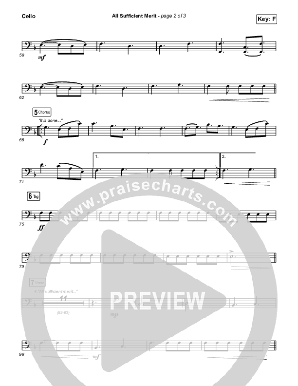 All Sufficient Merit (Choral Anthem SATB) Cello (The Worship Initiative / Bethany Barnard / Arr. Luke Gambill)