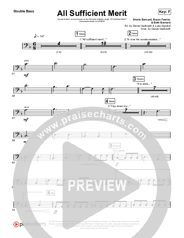 All Sufficient Merit (Choral Anthem SATB) String Bass (The Worship Initiative / Bethany Barnard / Arr. Luke Gambill)