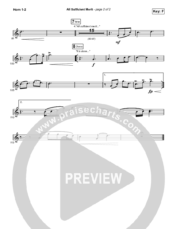 All Sufficient Merit (Choral Anthem SATB) French Horn 1,2 (The Worship Initiative / Bethany Barnard / Arr. Luke Gambill)