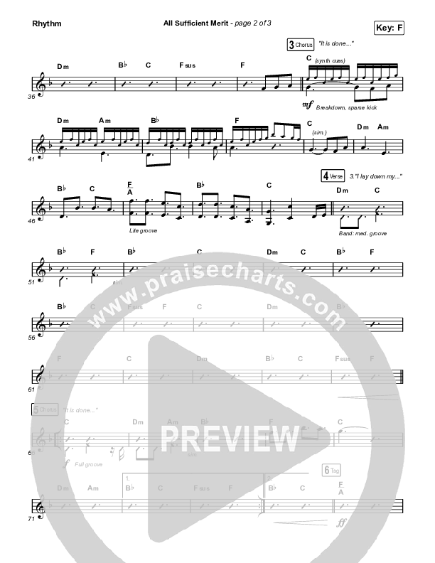 All Sufficient Merit (Choral Anthem SATB) Rhythm Chart (The Worship Initiative / Bethany Barnard / Arr. Luke Gambill)