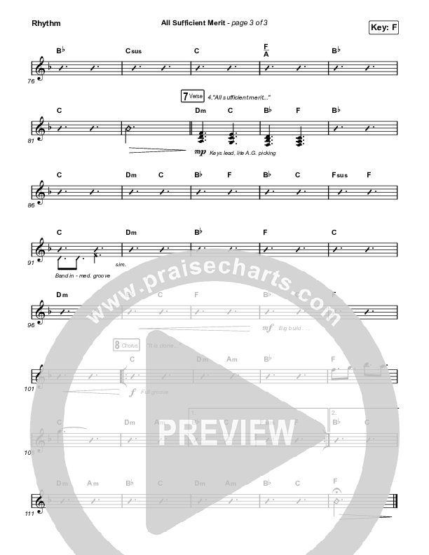 All Sufficient Merit (Choral Anthem SATB) Rhythm Chart (The Worship Initiative / Bethany Barnard / Arr. Luke Gambill)
