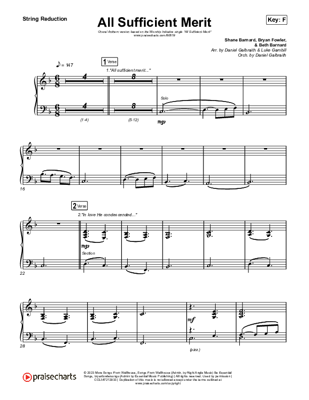 All Sufficient Merit (Choral Anthem SATB) String Reduction (The Worship Initiative / Bethany Barnard / Arr. Luke Gambill)