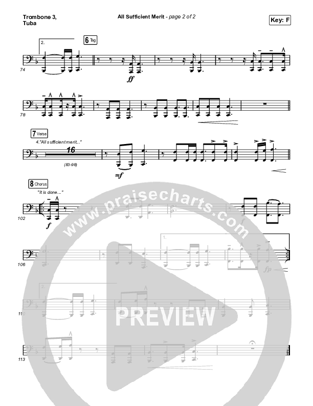 All Sufficient Merit (Choral Anthem SATB) Trombone 3/Tuba (The Worship Initiative / Bethany Barnard / Arr. Luke Gambill)