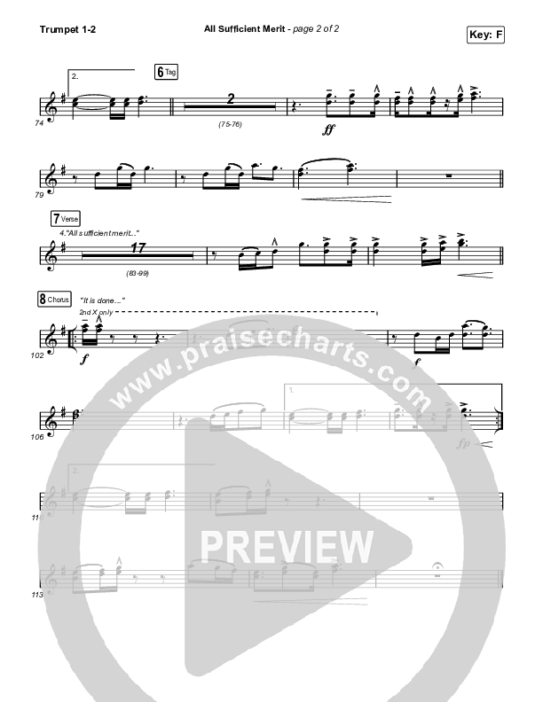 All Sufficient Merit (Choral Anthem SATB) Trumpet 1,2 (The Worship Initiative / Bethany Barnard / Arr. Luke Gambill)
