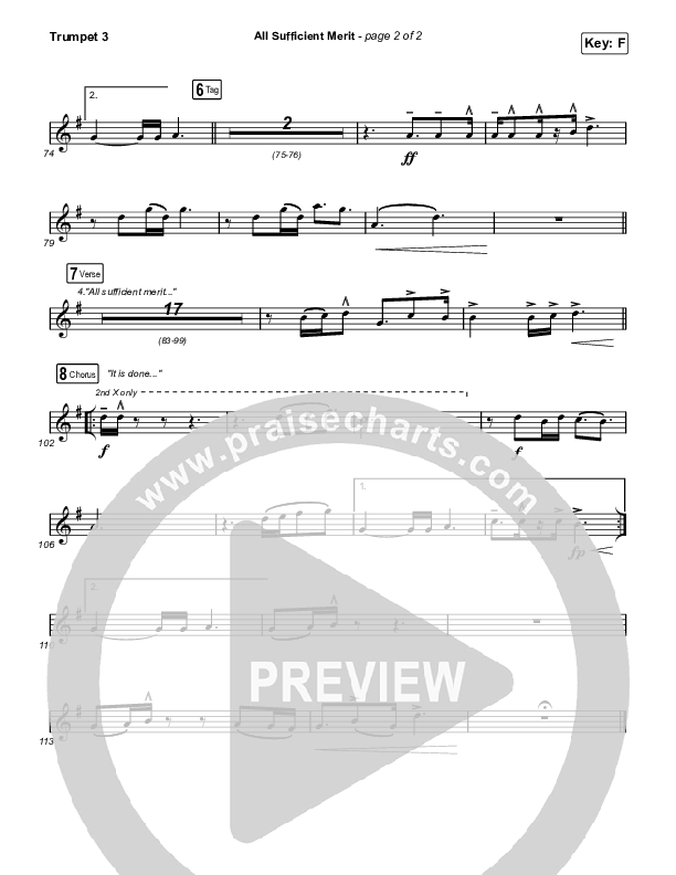 All Sufficient Merit (Choral Anthem SATB) Trumpet 3 (The Worship Initiative / Bethany Barnard / Arr. Luke Gambill)