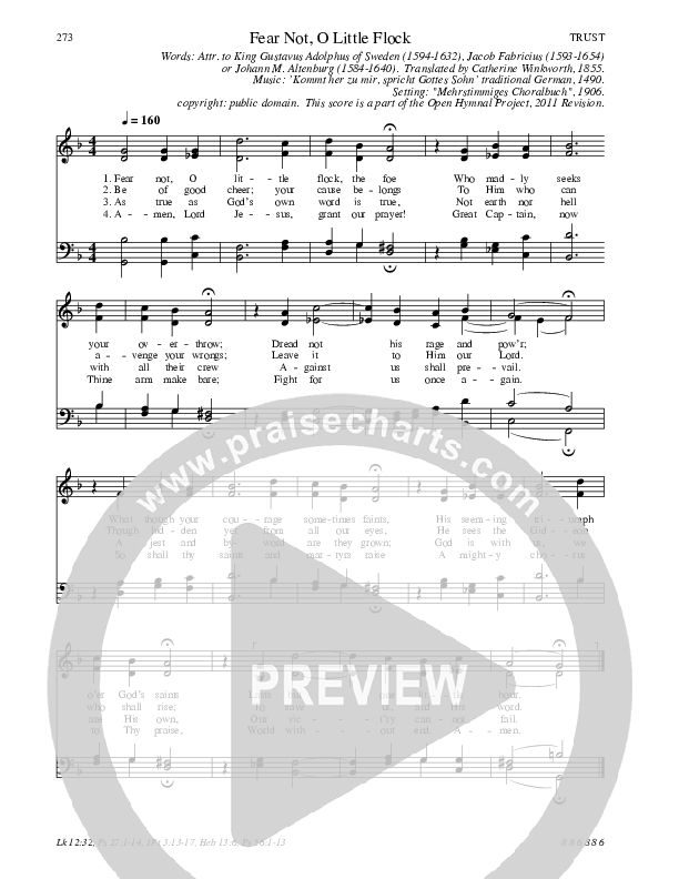 Fear Not O Little Flock Hymn Sheet (SATB) (Traditional Hymn)