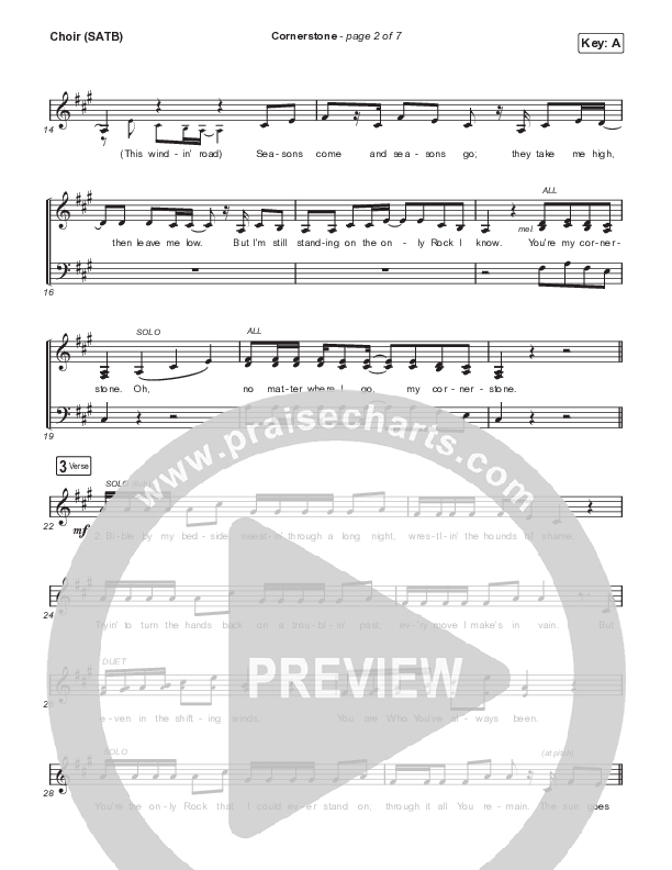 Cornerstone (Radio Edit) Choir Sheet (SATB) (TobyMac / Zach Williams)