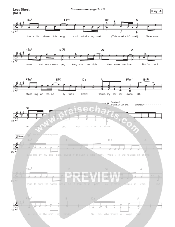 Cornerstone (Radio Edit) Lead Sheet (SAT) (TobyMac / Zach Williams)