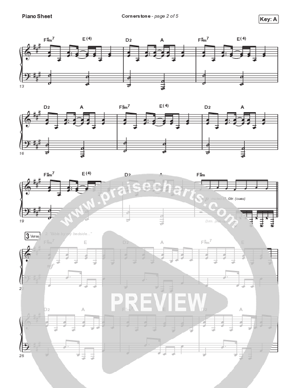 Cornerstone (Radio Edit) Piano Sheet (TobyMac / Zach Williams)