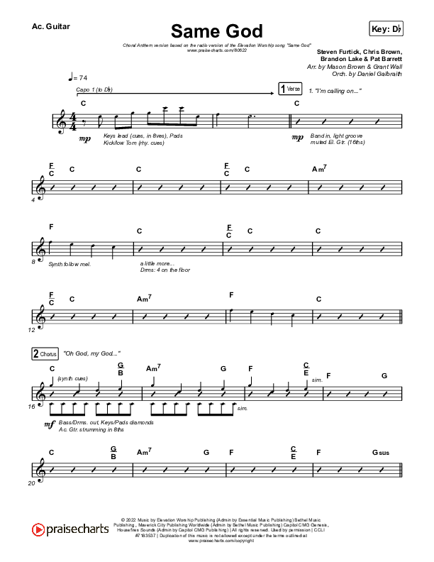 Same God (Choral Anthem SATB) Acoustic Guitar (Elevation Worship / Arr. Mason Brown)