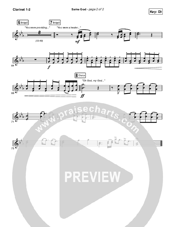 Same God (Choral Anthem SATB) Clarinet 1/2 (Elevation Worship / Arr. Mason Brown)