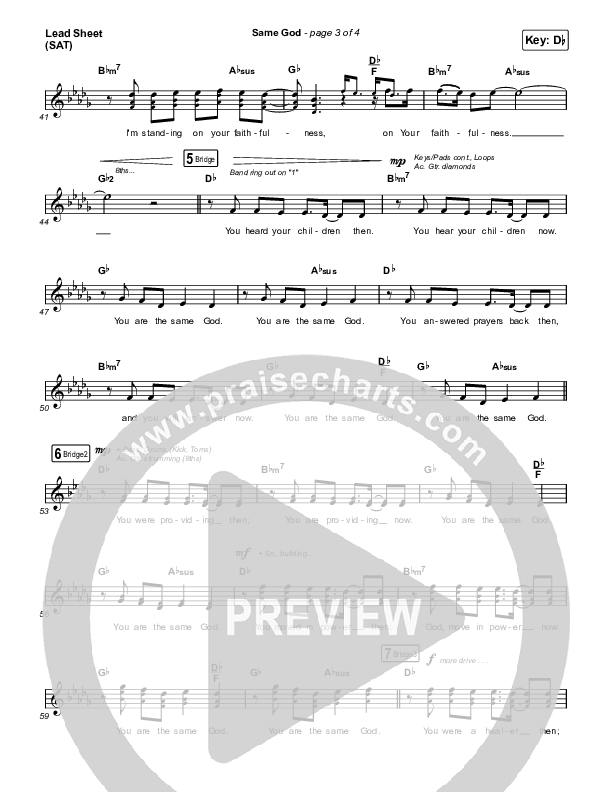 Same God (Choral Anthem SATB) Lead Sheet (SAT) (Elevation Worship / Arr. Mason Brown)