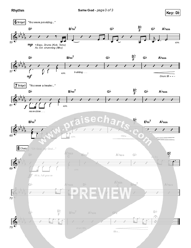 Same God (Choral Anthem SATB) Rhythm Chart (Elevation Worship / Arr. Mason Brown)