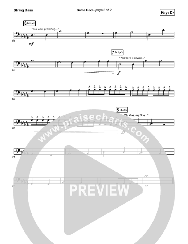 Same God (Choral Anthem SATB) String Bass (Elevation Worship / Arr. Mason Brown)