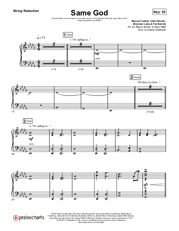 Same God (Choral Anthem SATB) String Reduction (Elevation Worship / Arr. Mason Brown)