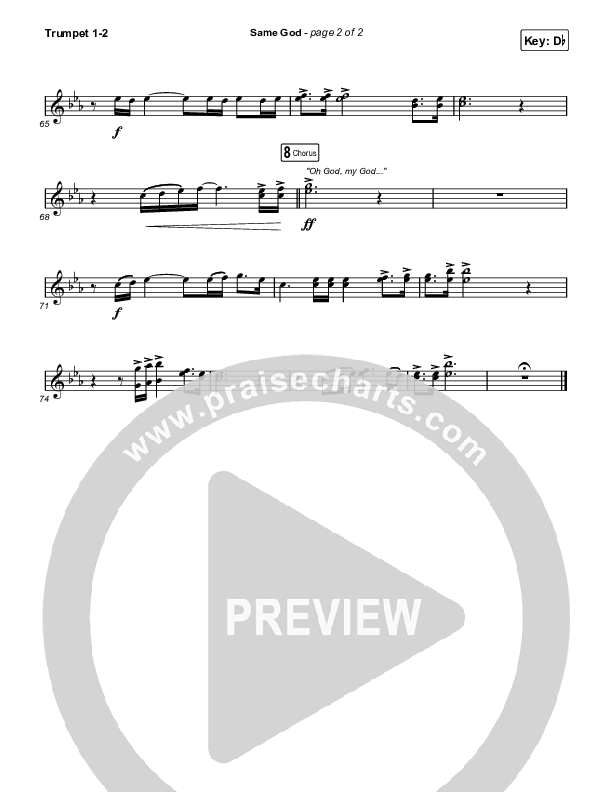 Same God (Choral Anthem SATB) Trumpet 1,2 (Elevation Worship / Arr. Mason Brown)