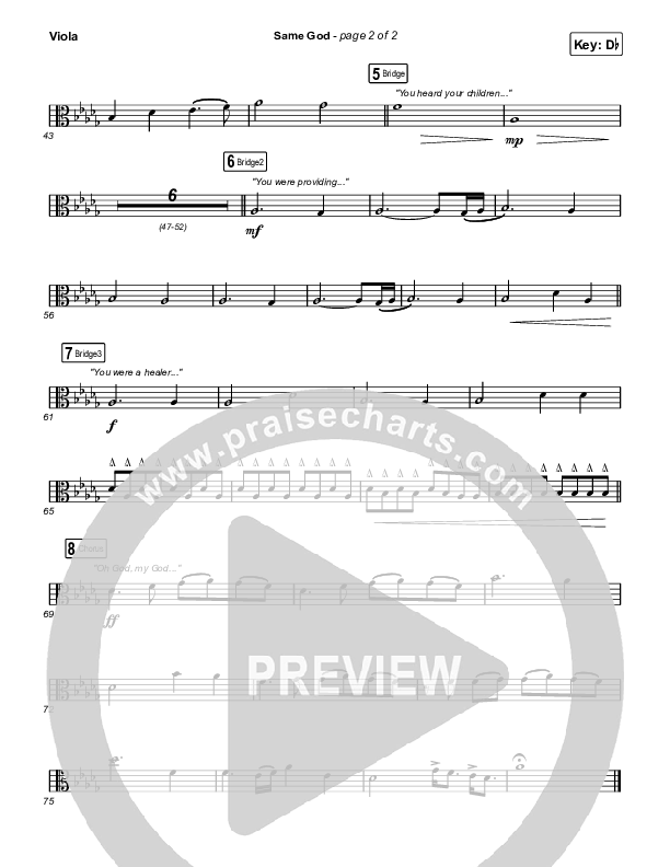 Same God (Choral Anthem SATB) Viola (Elevation Worship / Arr. Mason Brown)