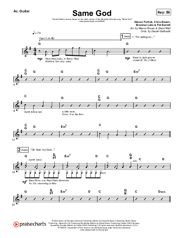 Same God (Worship Choir/SAB) Acoustic Guitar (Elevation Worship / Arr. Mason Brown)