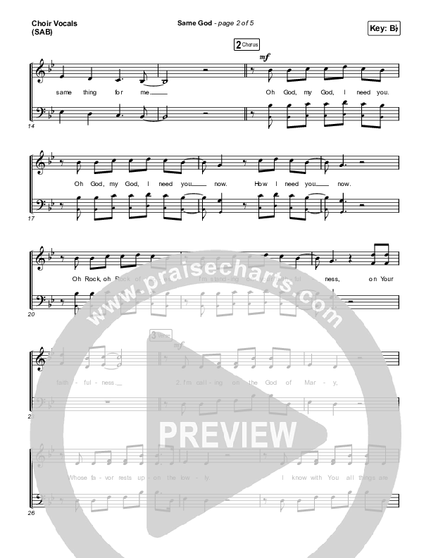 Same God (Worship Choir/SAB) Choir Sheet (SAB) (Elevation Worship / Arr. Mason Brown)